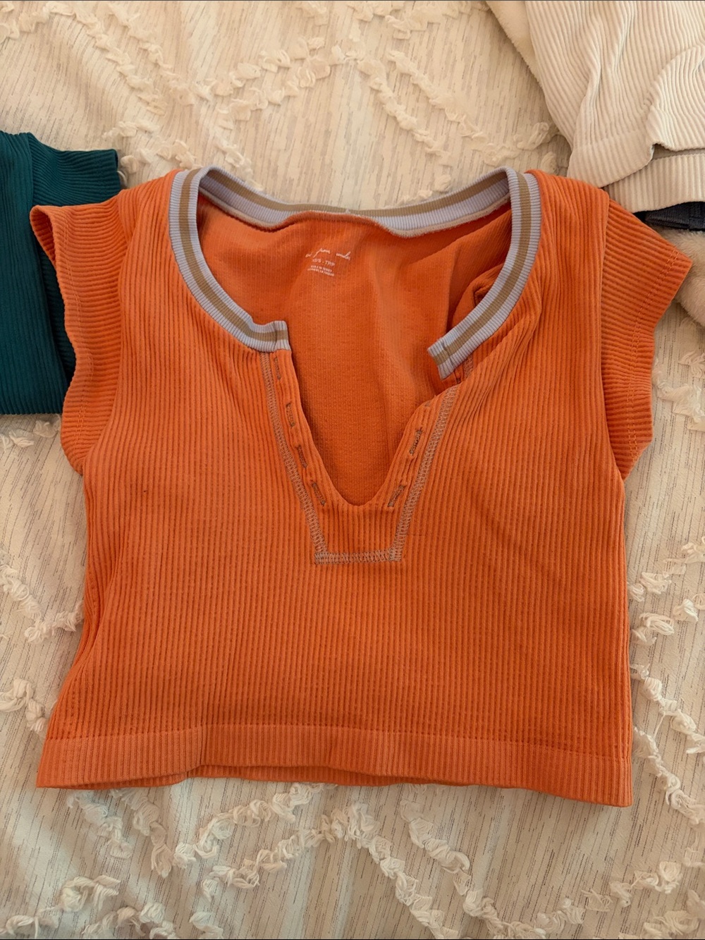 Urban Outfitters Orange Ribbed Tank with Contrast Trim